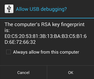 USB Debugging Dialog